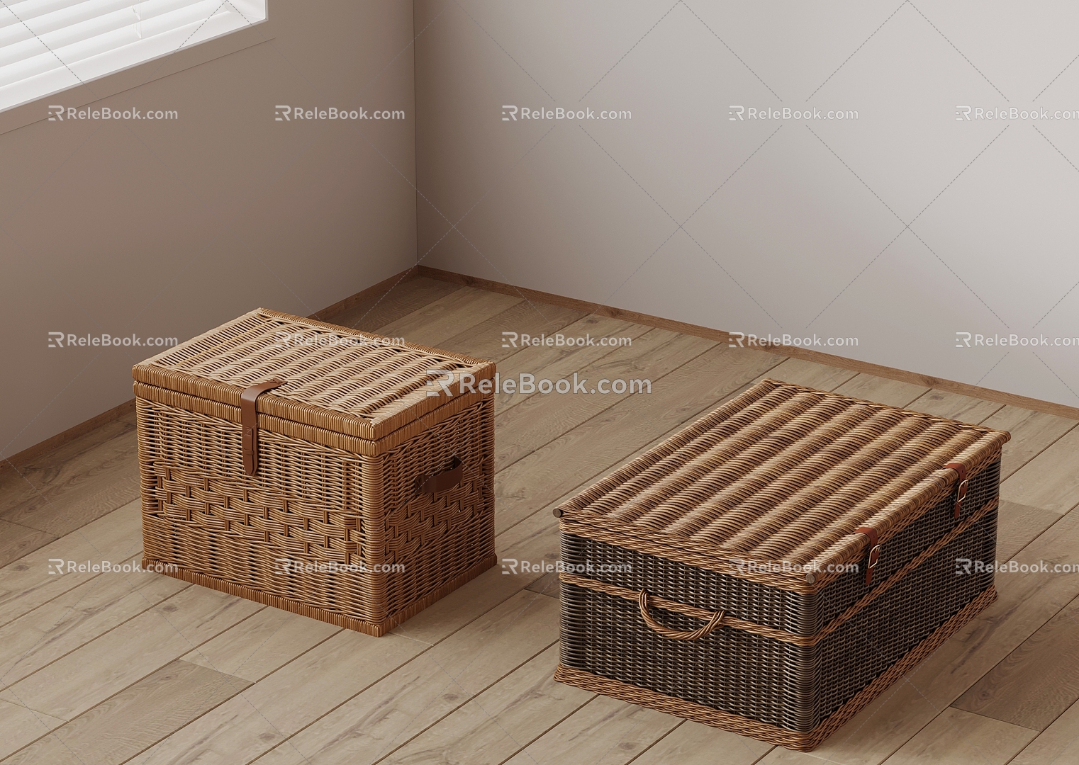 Trunk Rattan Storage Basket Basket 3d model