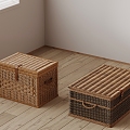 Trunk Rattan Storage Basket Basket 3d model