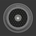 Round Industrial Component Featuring Gray Outer Ring Black Hexagonal Panel And Silver Hub 3d model