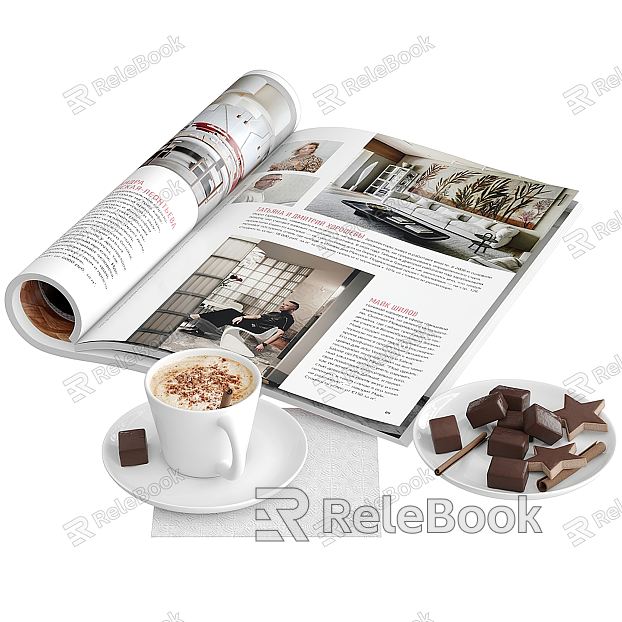 Modern Book Book Coffee Ornaments Combination model