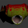 Realistic 3D Model Green Red Long Snake With Vibrant Red Eyes