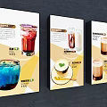 Three Colorful Beverage Promotional Posters Display Various Vibrant Drinks And Designs