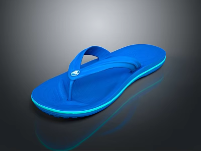 Blue Flip Flops With Neon Glow Edge And Flat Comfortable Sole 3d model