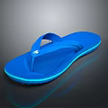 Blue Flip Flops With Neon Glow Edge And Flat Comfortable Sole 3d model