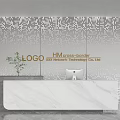 Elegant Modern Background Wall With Front Desk Marble Countertop Green Plant And Logo
