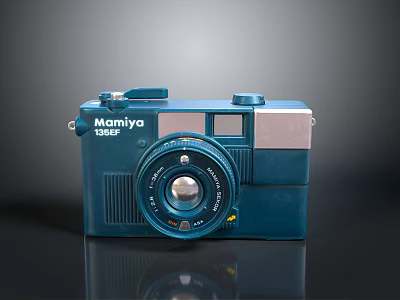 Vintage Mamiya 135EEL Blue Film Camera With Classic Lens And Body Design 3d model