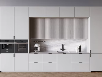 Solid Wood Cabinet Steamer Oven Coffee Machine Rail Socket Sideboard 3d model