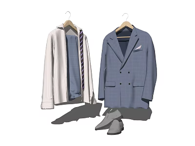 Modern Clothes Clothing Men's Suit Jacket Leather Shoes Shoes 3d model