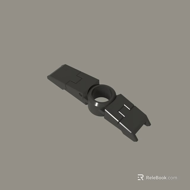 Black Mechanical Part With Circular Hole And Symmetrical Arm Structure 3d model 