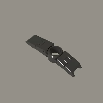 Black Mechanical Part With Circular Hole And Symmetrical Arm Structure 3d model