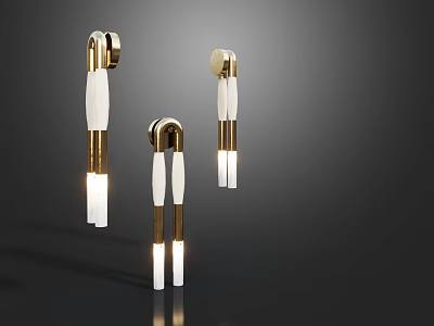 Modern Wall Lamps With Gold Metal Frames And White Glass Shades 3d model
