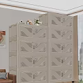 Modern White Storage Cabinet With Multiple Drawers And Decorative Design