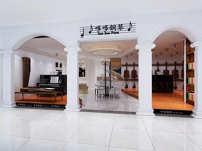 European-style specialty piano shop 3d model
