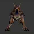 Roaring Fantasy Dinosaur Creature With Vibrant Red Purple Spikes Open Mouth And Tail Weapon