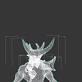 Fierce Red Skinned Game Movie Character With Large Horns And Muscular Build