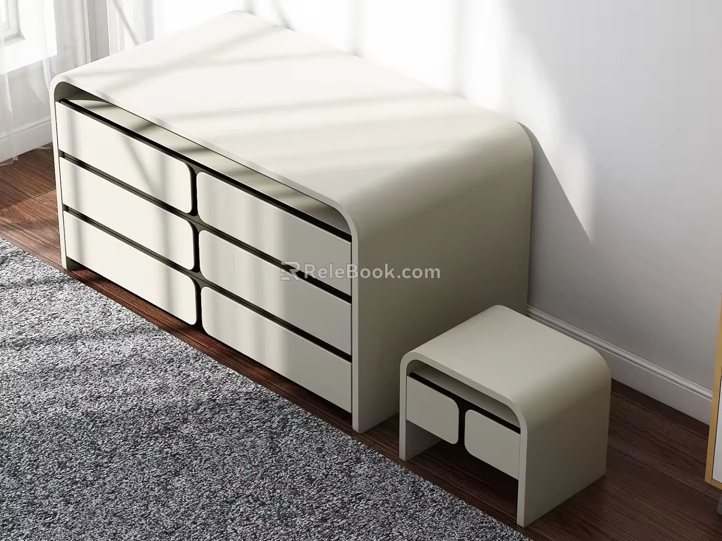 Bedside Table Storage Small Cabinet Simple Bedside Table Bedside Table European Style Bedside Table Drawer Cabinet Bedside Cabinet Cosmetic Table 3d model