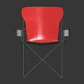Red Folding Chair With Metal Frame Armrests And Cup Holders Modern Design