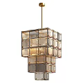 Modern Geometric Cube Glass Chandelier With Multi Layer Metal Frame Design 3d model