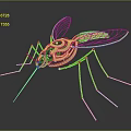 Artist Created Shiny Metallic Mechanical Mosquito 3D Model With Transparent Wings And Thin Legs