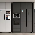Modern refrigerator built-in refrigerator double door refrigerator oven coffee maker cabinet 3d model
