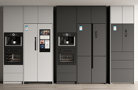 Modern refrigerator built-in refrigerator double door refrigerator oven coffee maker cabinet 3d model