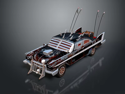 Modified Black Utility Vehicle With Multiple Antennas Unique Grille And Custom Hood 3d model