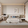 Modern Kids Room Interior With Bed Study Desk Bookshelf Stuffed Toys And Wall Art