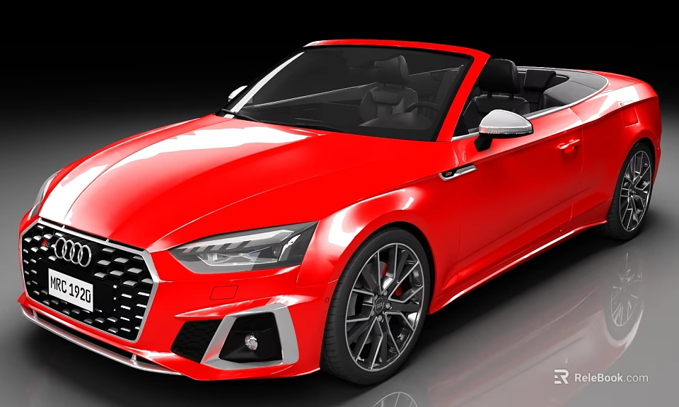 Red Audi Convertible Sports Car With Shiny Exterior Black Top And Alloy Wheels 3d model 