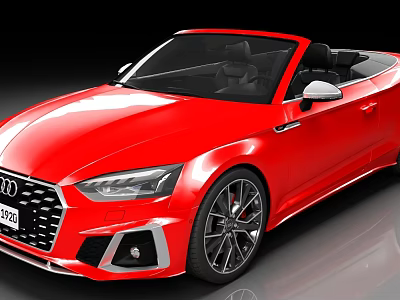 Red Audi Convertible Sports Car With Shiny Exterior Black Top And Alloy Wheels 3d model