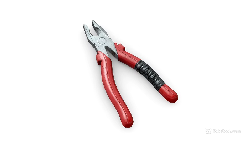 Professional Hardware Pliers With Red And Black Ergonomic Handles For Home Use 3d model 