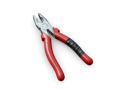 Professional Hardware Pliers With Red And Black Ergonomic Handles For Home Use 3d model