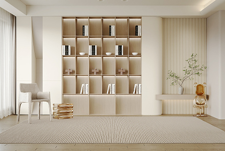 Modern Bookcase Cream Bookcase 3d model