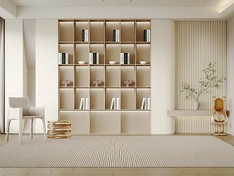 Modern Bookcase Cream Bookcase 3d model