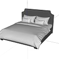 Modern Double Bed Design With Grey Headboard White Bedspread And Soft Pillows 3d model