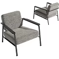Comfortable Modern Leisure Chair With Gray Fabric Upholstery And Black Metal Frame