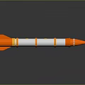 Orange and White Rocket Weapon with Fins and Detailed Yellow Markers Design