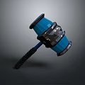 Blue Hammer Weapon with Modern Spiral Handle and Black Metal Parts