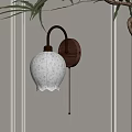 Elegant Wall Lamp with Brass Bracket Wooden Base Cream Lampshade on Light Wall