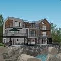 Modern Detached Villa With Spacious Terrace Rocks Water And Lush Greenery