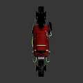 Red Futuristic Jet Powered Motorcycle With Neon Green Accents And Black Tires