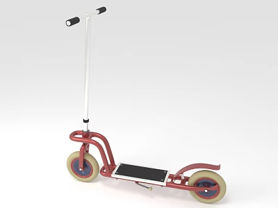 Red Two Wheeled Scooter With White Handlebar Black Deck And Yellow Wheels 3d model