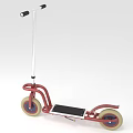 Red Two Wheeled Scooter With White Handlebar Black Deck And Yellow Wheels