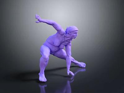 Game and Movie Character 3D Model in Purple Dynamic Pose With Extended Arm 3d model