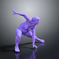 Game and Movie Character 3D Model in Purple Dynamic Pose With Extended Arm