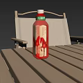 Square Bottle Leaf Black Tea in Red Bottle with Horse Design on Outdoor Wooden Table