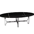 Modern Dark Marble Oval Coffee Table With Sleek Metal Legs