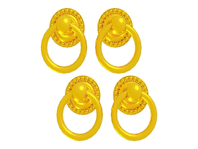Four Golden Circular Decorative Rings With Diamond Like Surface Details 3d model