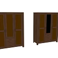 Dark Brown Wooden Wardrobe with Multiple Doors and Functional Storage Design