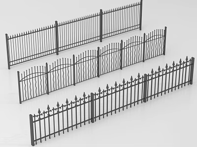 Various Decorative Iron Railings With Different Designs For Outdoor Spaces 3d model