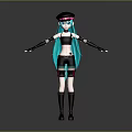 Child 3D Cartoon Character With Turquoise Hair Black Hat Pink Accents And Stylish Outfit